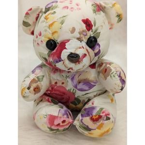 Country Cottage Collection Floral Teddy Bear 7” Plush | Stuffed Animal | VINTAGE